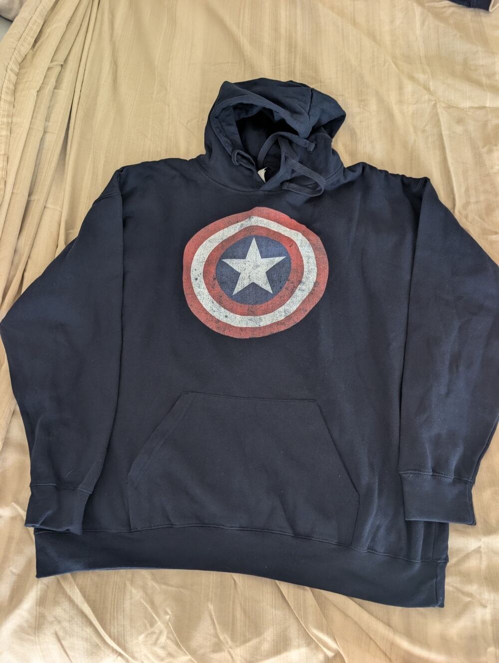 Marvel Captain America Hoodie Mens Navy Blue Shield Graphic Mad Engine 2XL
